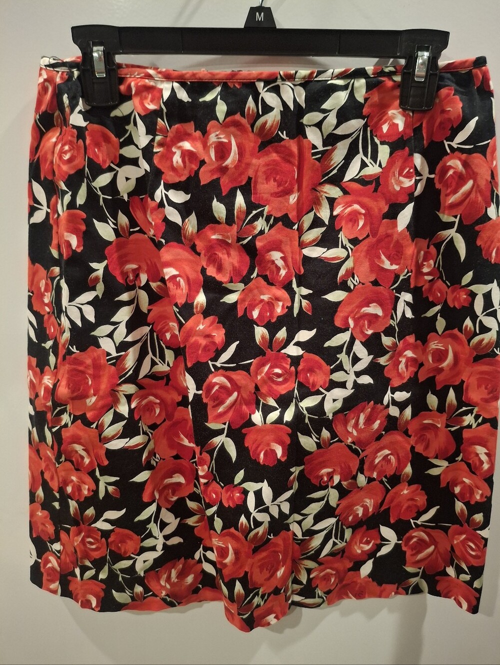 Red Rose Print A-Line Skirt